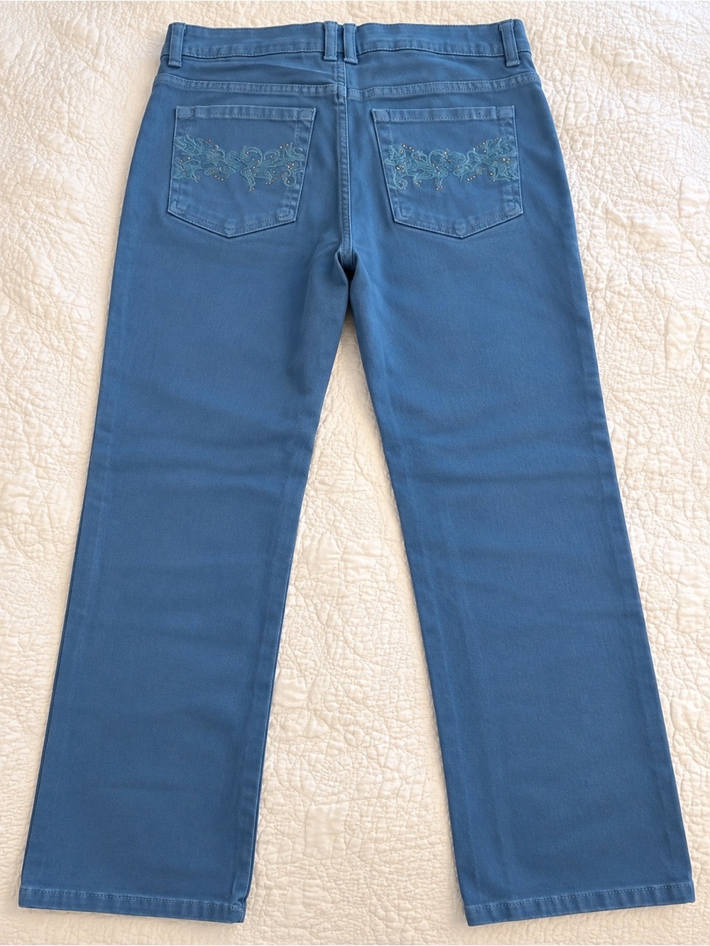 Gloria Vanderbilt Blue Straight-Leg Jeans with Embroidered Back Pockets